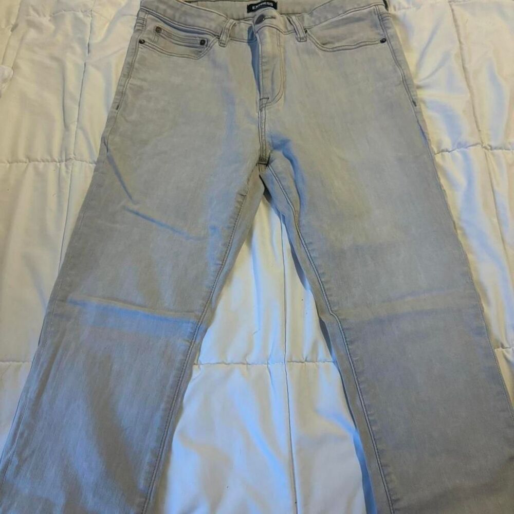 Express Men's Blue and Grey Jeans